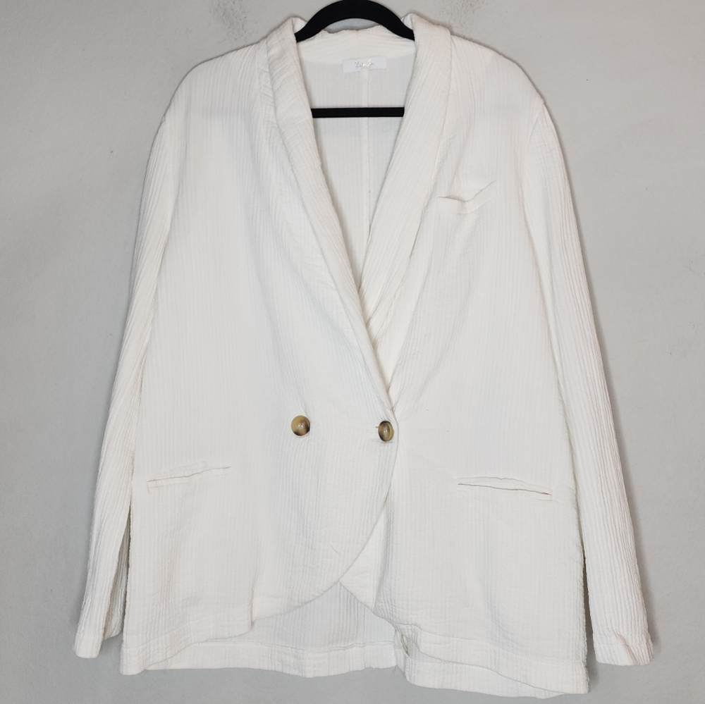 Kariella White Blazer Cotton Seersucker Size Large